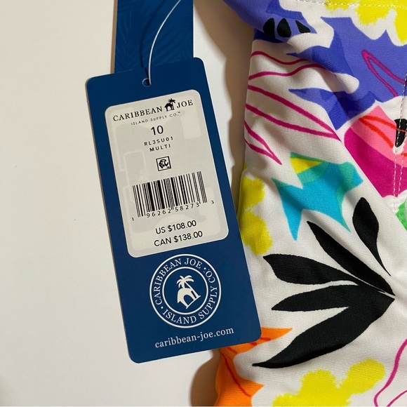 NWT Caribbean Joe Shirred One Piece Swim Tummy Control Adjustable Strap Bathing - Picture 4 of 8